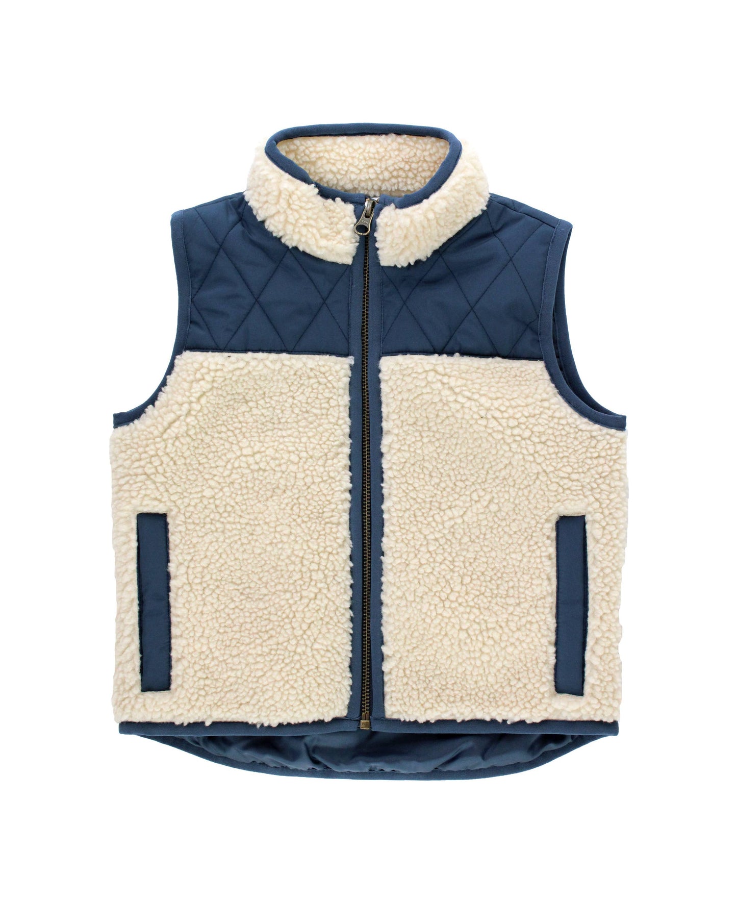 Quilted Sherpa Vest - Navy