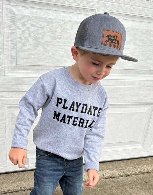 "Playdate Material" Sweatshirt - Grey