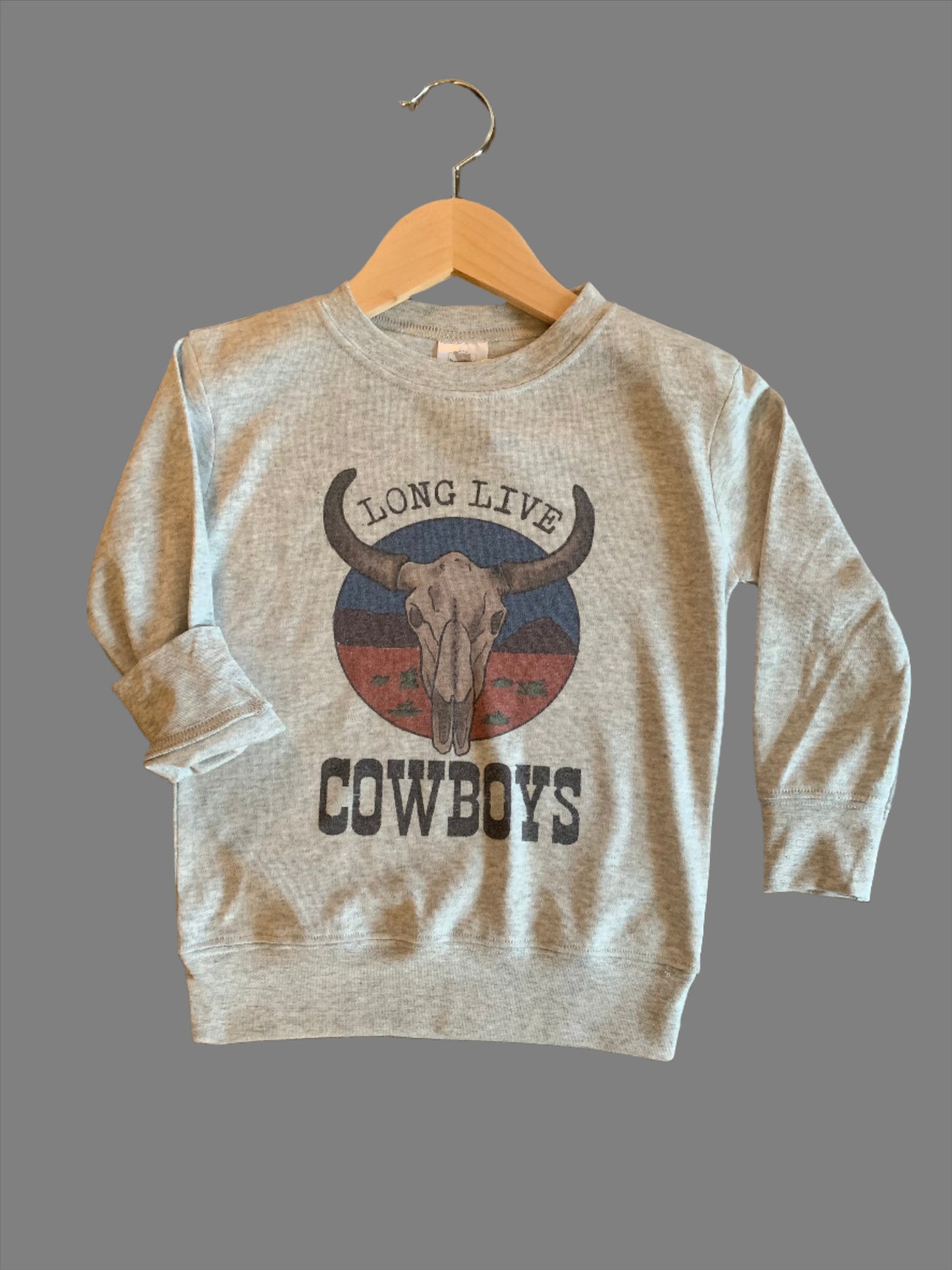 "Long Live Cowboys" Grey Long Sleeve Shirt