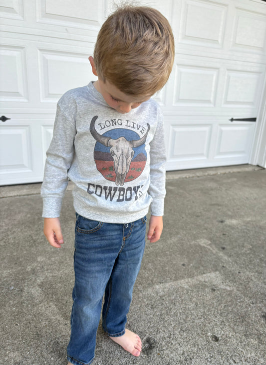 "Long Live Cowboys" Grey Long Sleeve Shirt