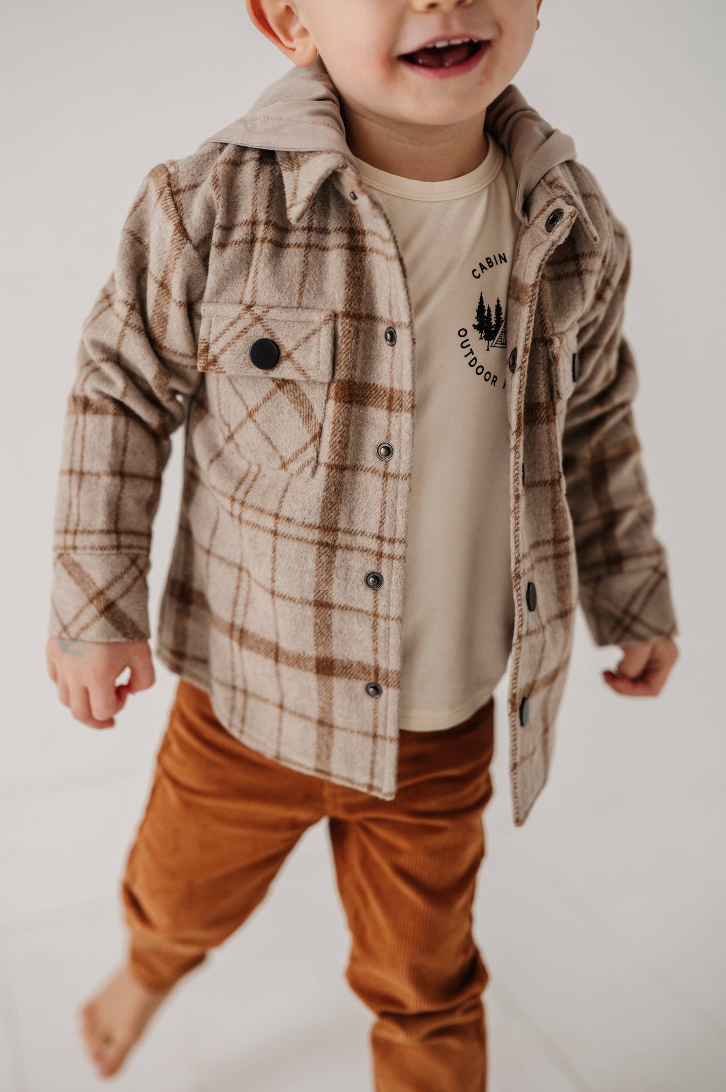 Hooded Shacket - Toffee Beige Plaid