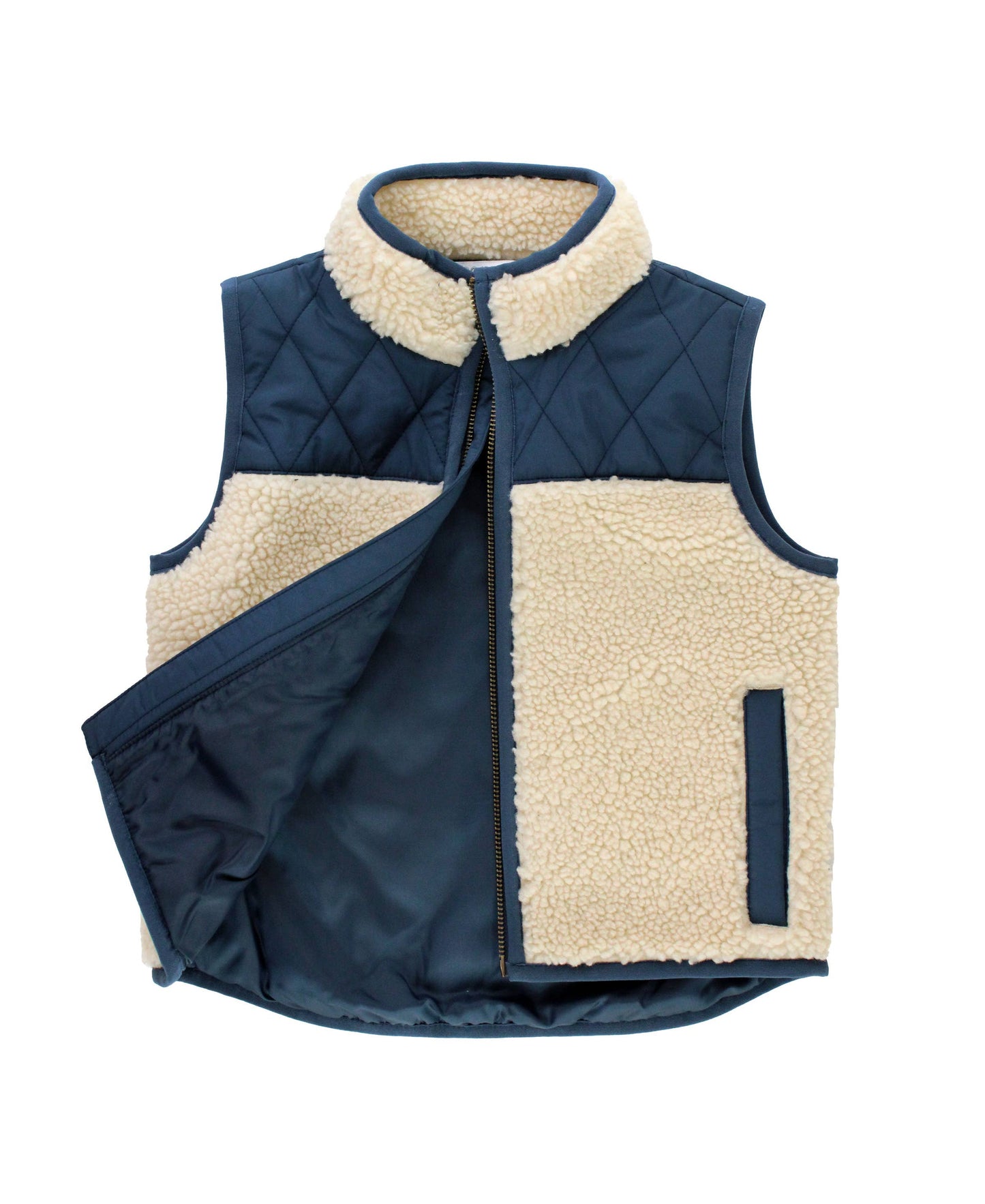 Quilted Sherpa Vest - Navy