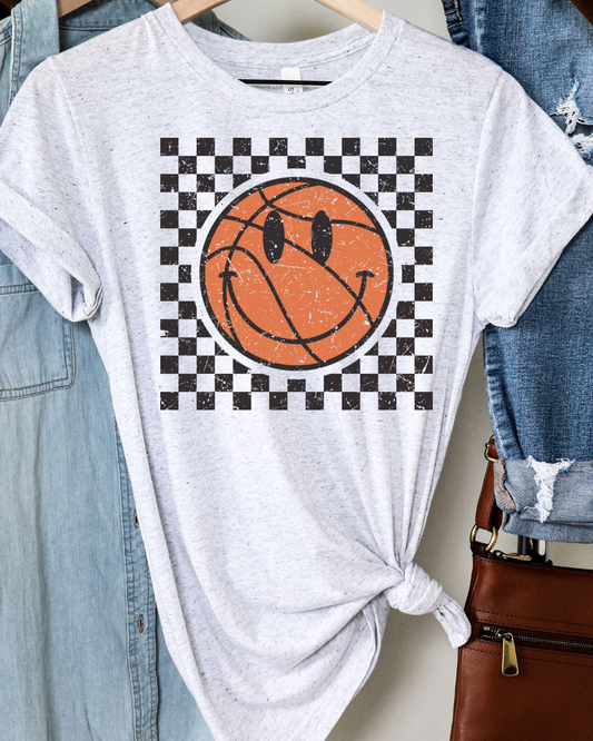 Checkered Distressed Basketball Tee