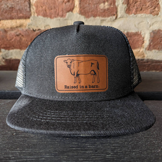 YOUTH "Raised in a barn" Black Mesh Trucker Hat