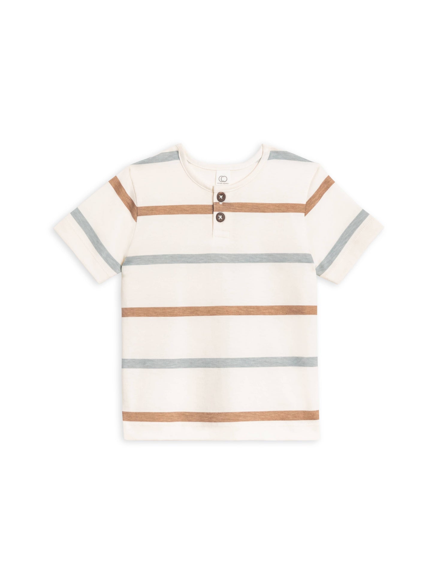 Organic Reef Henley Crew Neck - Rye Stripe